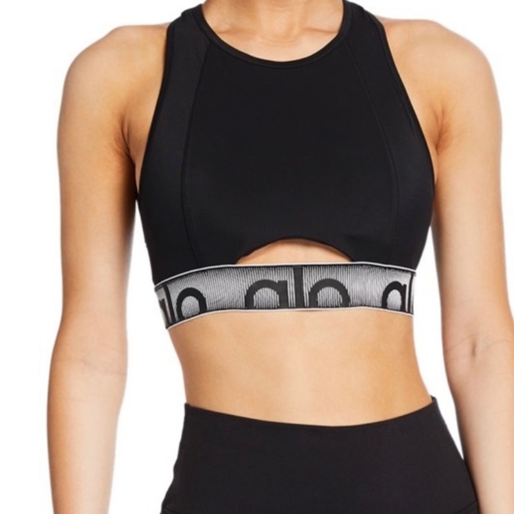 ALO Yoga Black and White Racerback Sports Bra